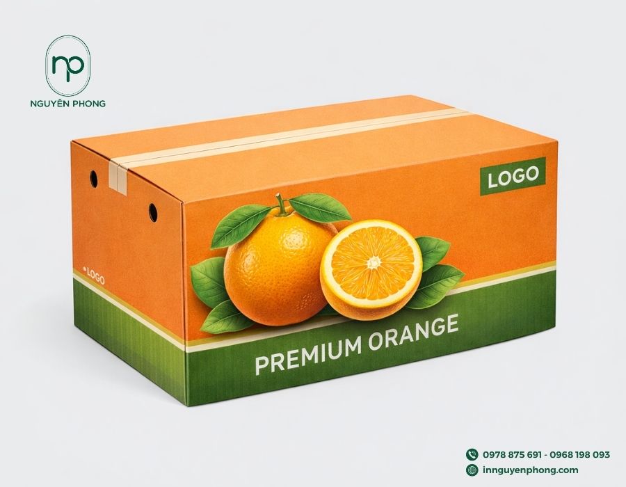 In thùng carton đựng cam